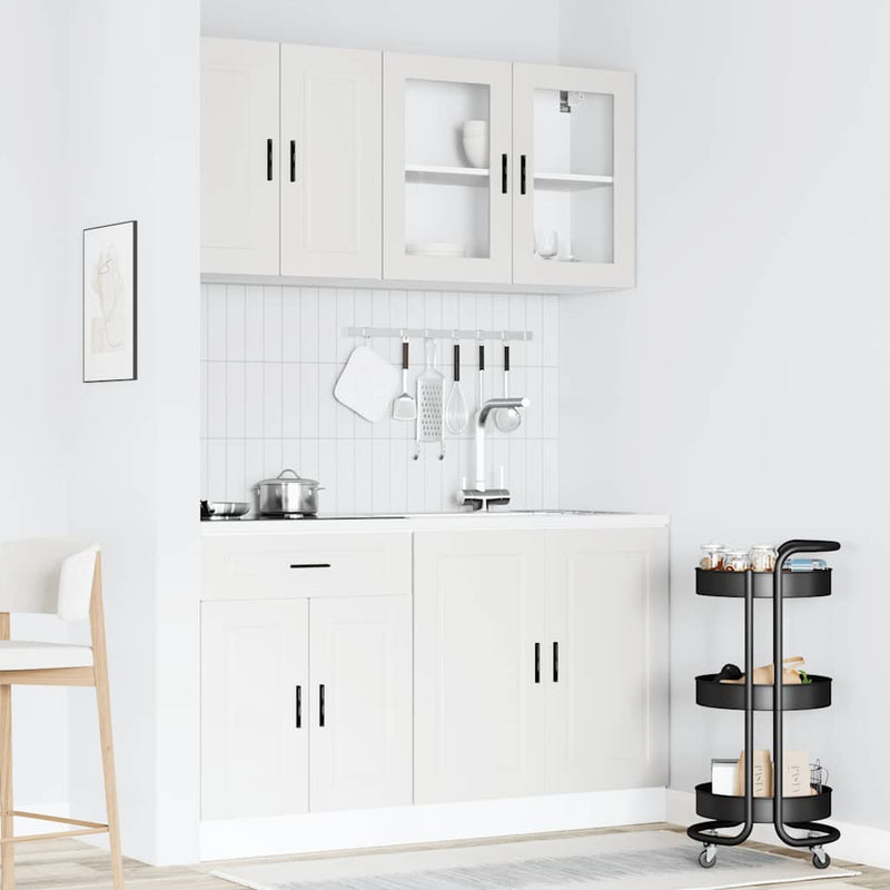 4 Piece Kitchen Cabinet Set "Kalmar" White Engineered Wood