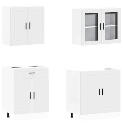 4 Piece Kitchen Cabinet Set "Kalmar" White Engineered Wood