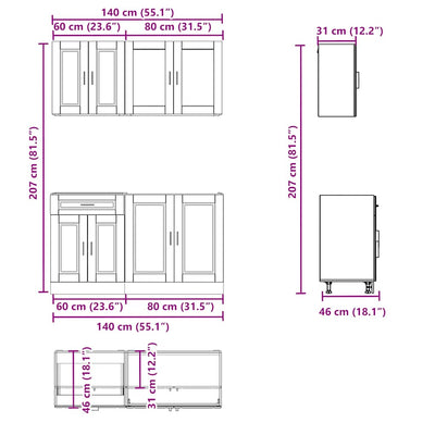 4 Piece Kitchen Cabinet Set "Kalmar" White Engineered Wood