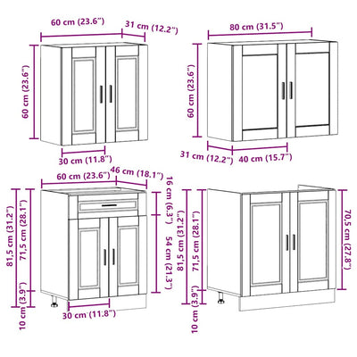 4 Piece Kitchen Cabinet Set "Kalmar" White Engineered Wood