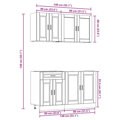 4 Piece Kitchen Cabinet Set "Kalmar" White Engineered Wood