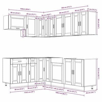 11 Piece Kitchen Cabinet Set Porto White Engineered Wood