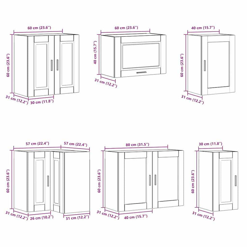 11 Piece Kitchen Cabinet Set Porto White Engineered Wood