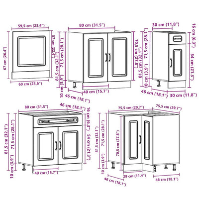 11 Piece Kitchen Cabinet Set Kalmar White Engineered Wood