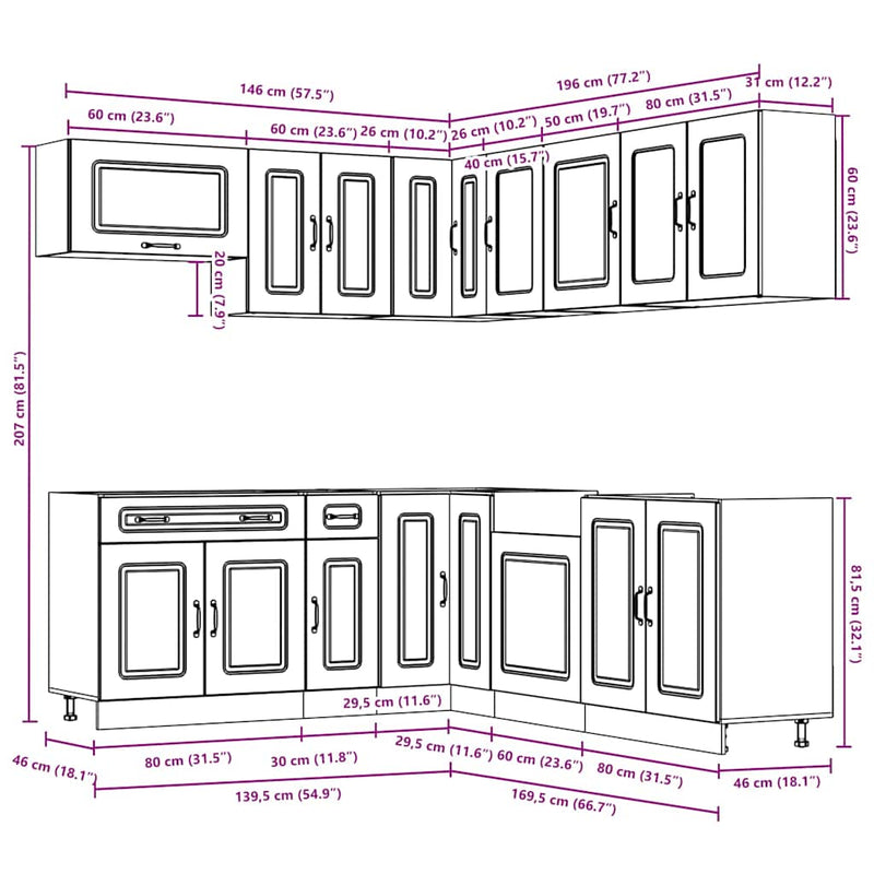 11 Piece Kitchen Cabinet Set Kalmar White Engineered Wood