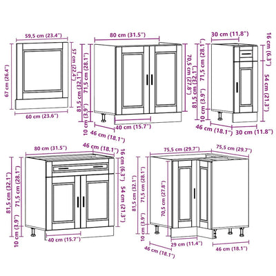 11 Piece Kitchen Cabinet Set Porto White Engineered Wood