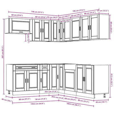 11 Piece Kitchen Cabinet Set Porto White Engineered Wood