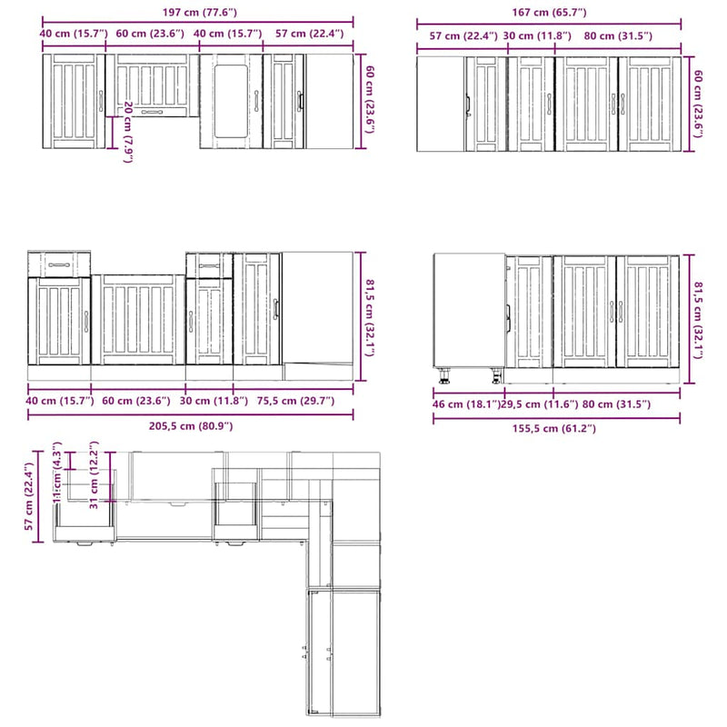 11 Piece Kitchen Cabinet Set Kalmar White Engineered Wood