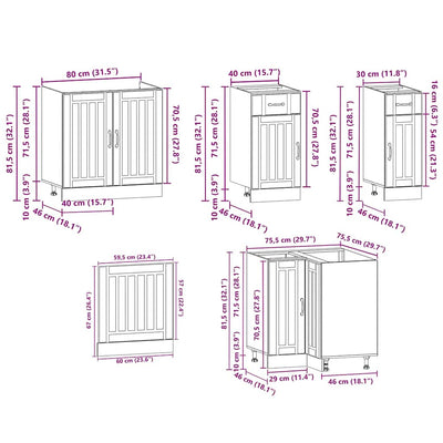 11 Piece Kitchen Cabinet Set Kalmar White Engineered Wood