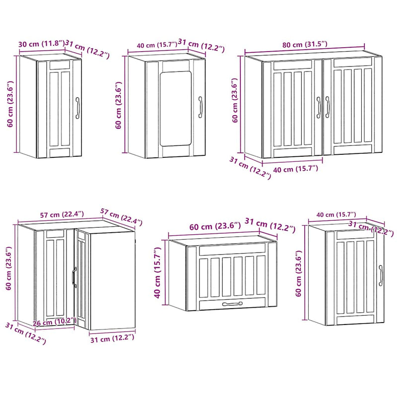11 Piece Kitchen Cabinet Set Lucca White Engineered Wood