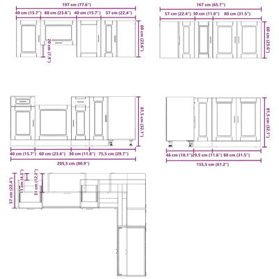 11 Piece Kitchen Cabinet Set Porto White Engineered Wood