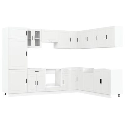 14 Piece Kitchen Cabinet Set Porto White Engineered Wood