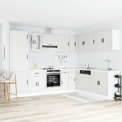 14 Piece Kitchen Cabinet Set Porto White Engineered Wood