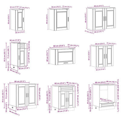 14 Piece Kitchen Cabinet Set Porto White Engineered Wood