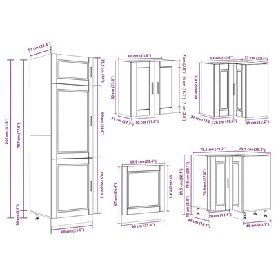 14 Piece Kitchen Cabinet Set Porto White Engineered Wood
