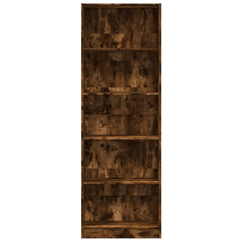 Bookcase Smoked Oak 60x24x176 cm Engineered Wood