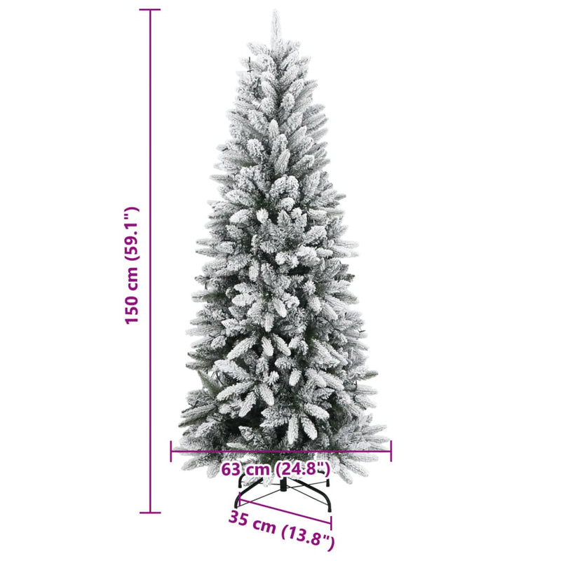 Artificial Christmas Tree 150 LEDs and Flocked Snow 150 cm