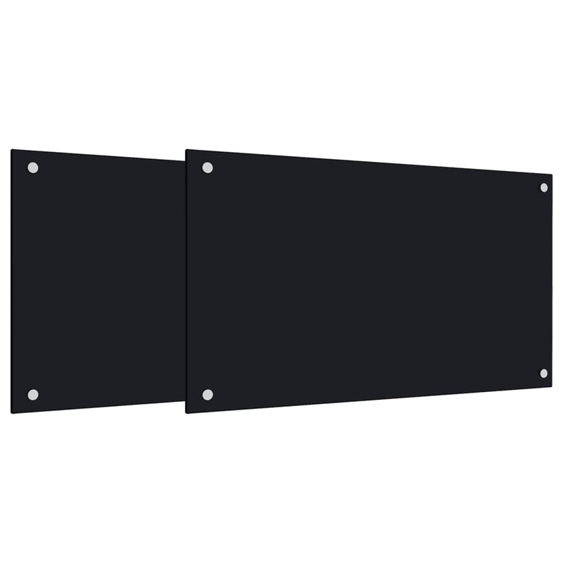 Kitchen Backsplashes 2 pcs Black 70x50 cm Tempered Glass