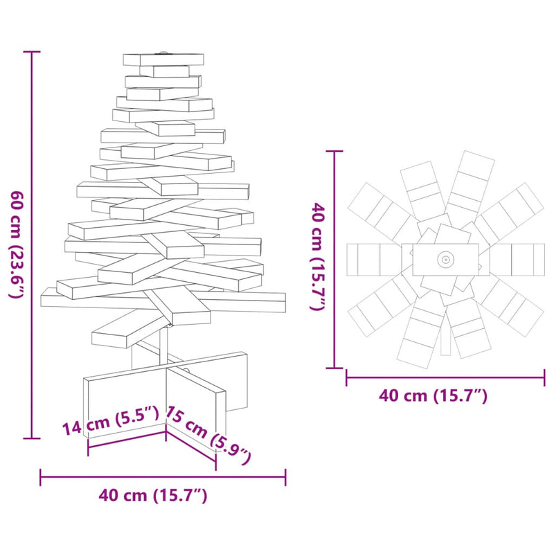 Wooden Christmas Tree for Decoration 60 cm Solid Wood Pine