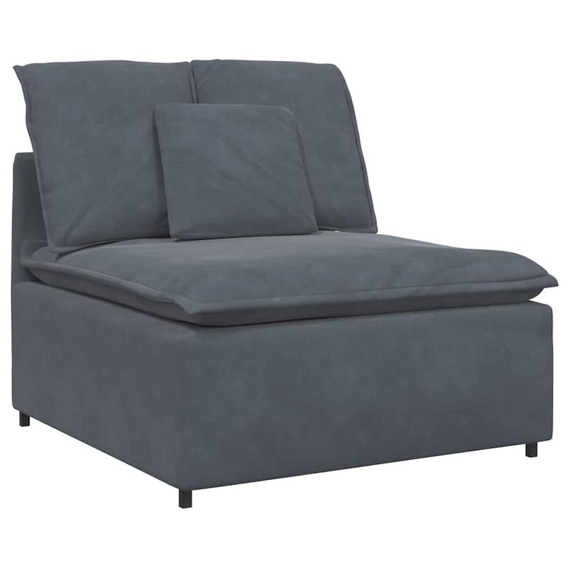 Modular Sofa with Footstool and Cushions Dark Grey