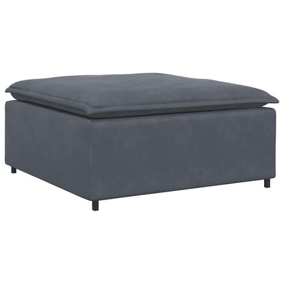 Modular Sofa with Footstool and Cushions Dark Grey