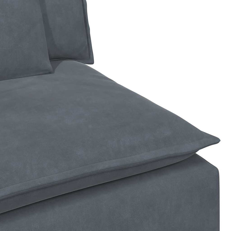 Modular Sofa with Footstool and Cushions Dark Grey