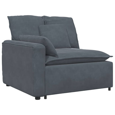 Modular Sofa with Footstool&Cushions Velvet Dark Grey