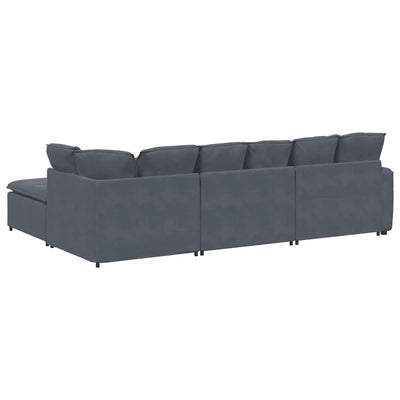 Modular Sofa with Footstool&Cushions Velvet Dark Grey