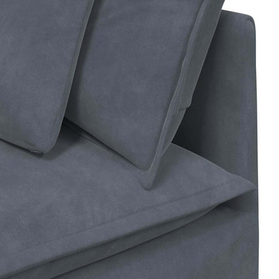 Modular Sofa with Footstool&Cushions Velvet Dark Grey