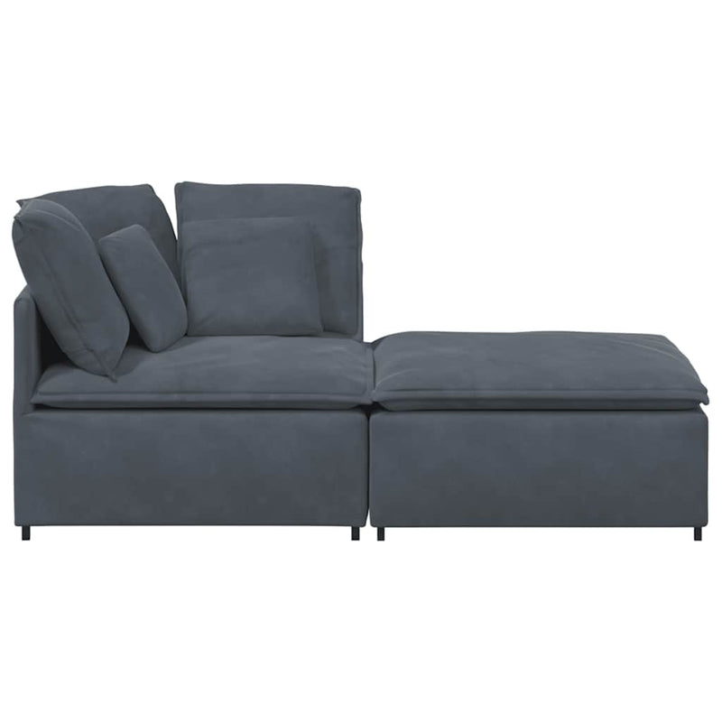 Modular Sofa with Footstool&Cushions Velvet Dark Grey