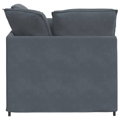 Modular Sofa with Footstool&Cushions Velvet Dark Grey