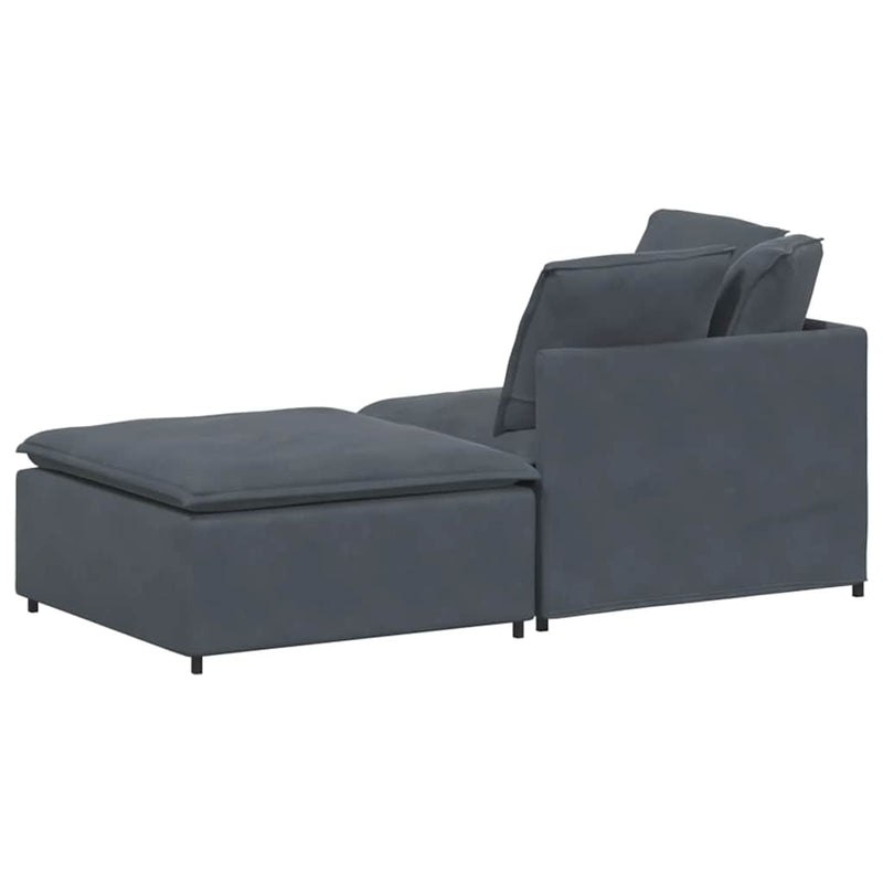 Modular Sofa with Footstool&Cushions Velvet Dark Grey