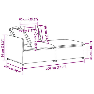 Modular Sofa with Footstool&Cushions Velvet Dark Grey