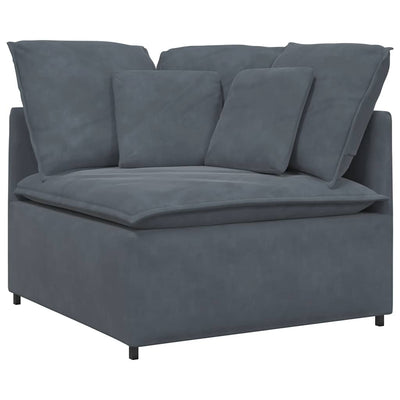 Modular Sofa with Cushions Velvet Dark Grey