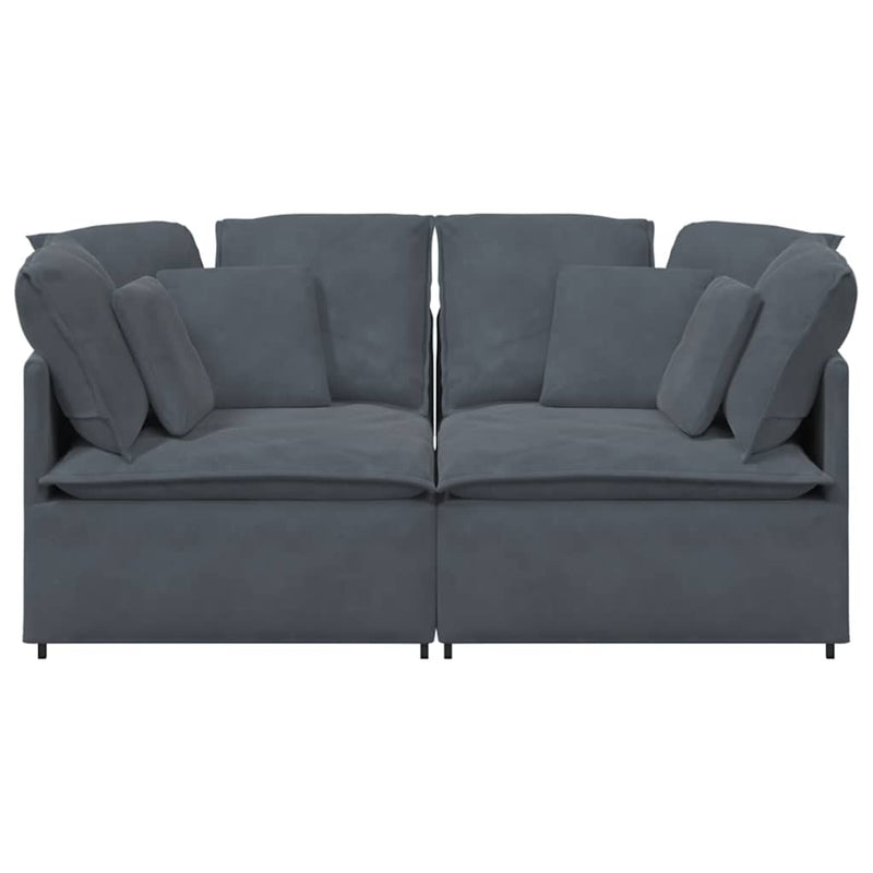 Modular Sofa with Cushions Velvet Dark Grey