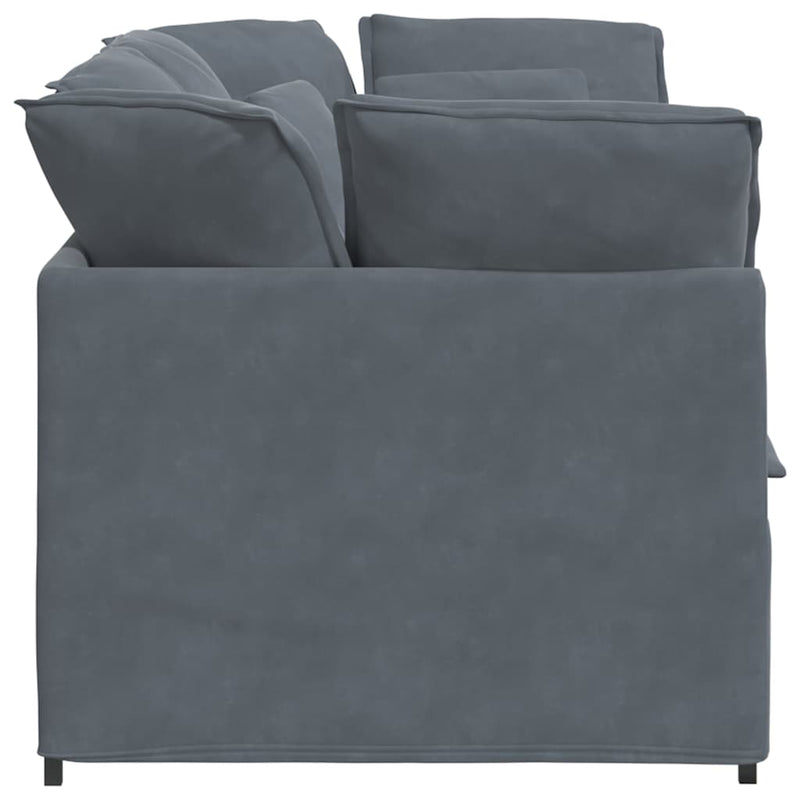 Modular Sofa with Cushions Velvet Dark Grey