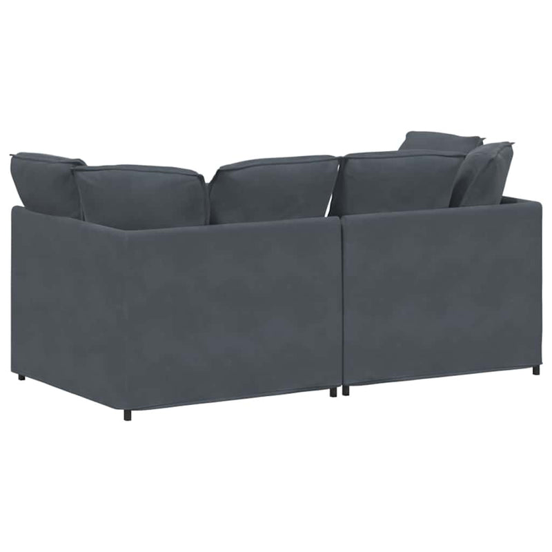 Modular Sofa with Cushions Velvet Dark Grey