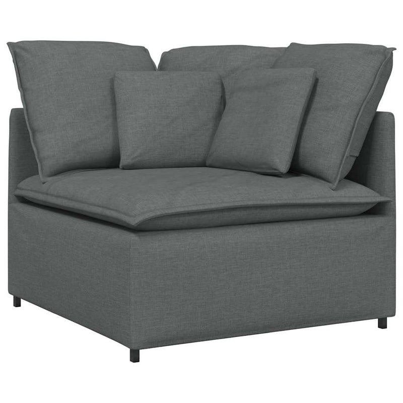 Modular Sofa with Cushions Fabric Dark Grey