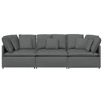 Modular Sofa with Cushions Fabric Dark Grey