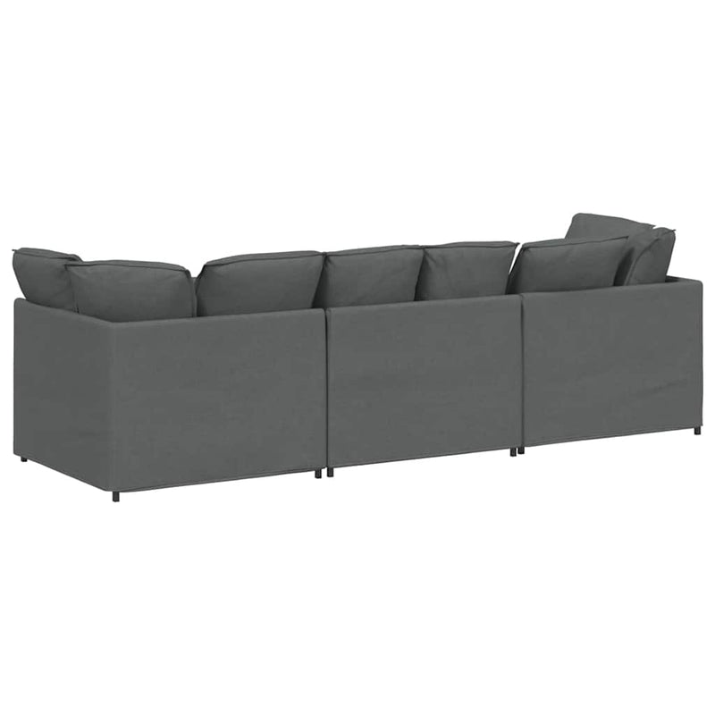 Modular Sofa with Cushions Fabric Dark Grey