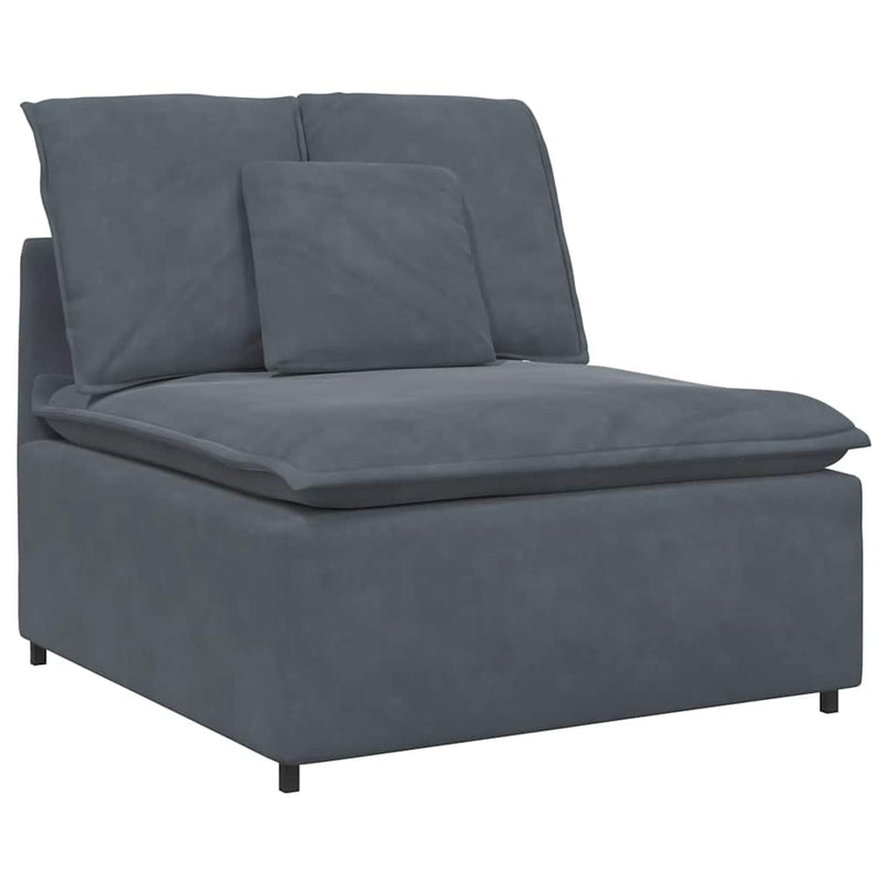 Modular Sofa with Footstool&Cushions Velvet Dark Grey