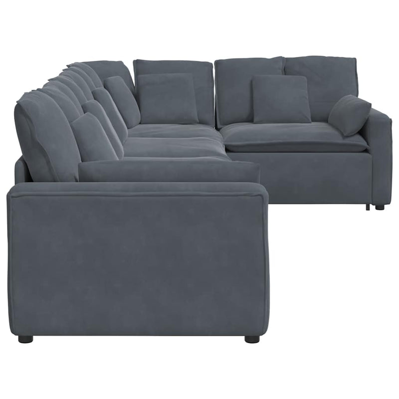 Modular Sofa with Cushions Velvet Dark Grey