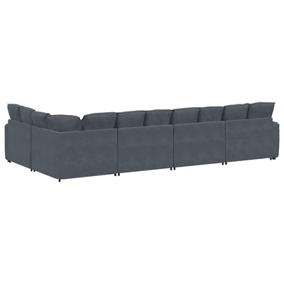 Modular Sofa with Cushions Velvet Dark Grey