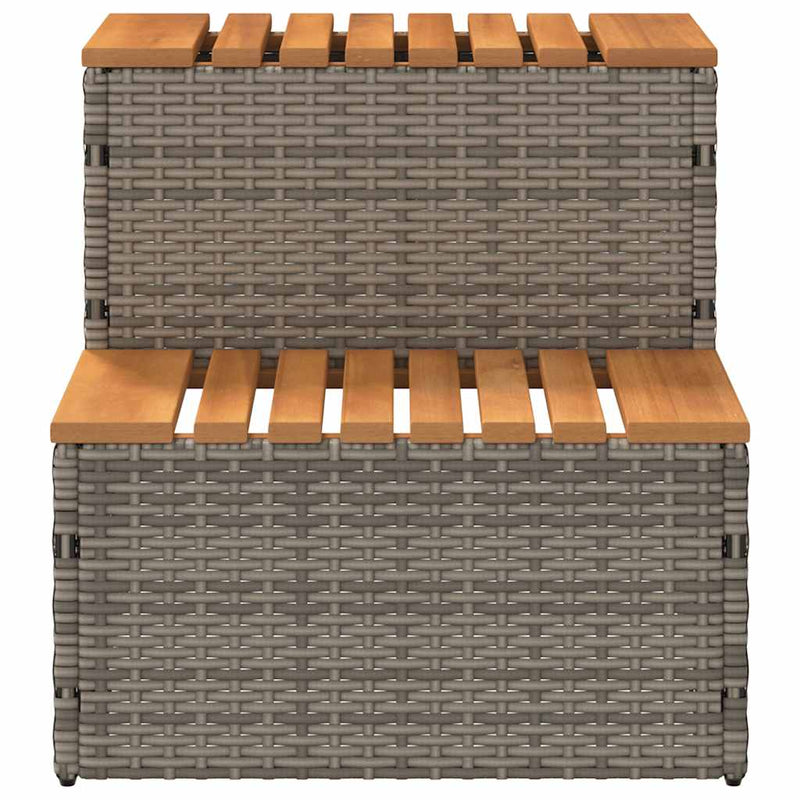 Hot Tub Step Grey 50x50x50.5 cm Poly Rattan and Solid Acacia