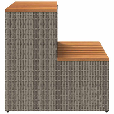 Hot Tub Step Grey 50x50x50.5 cm Poly Rattan and Solid Acacia