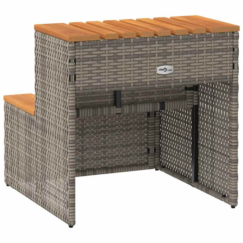 Hot Tub Step Grey 50x50x50.5 cm Poly Rattan and Solid Acacia