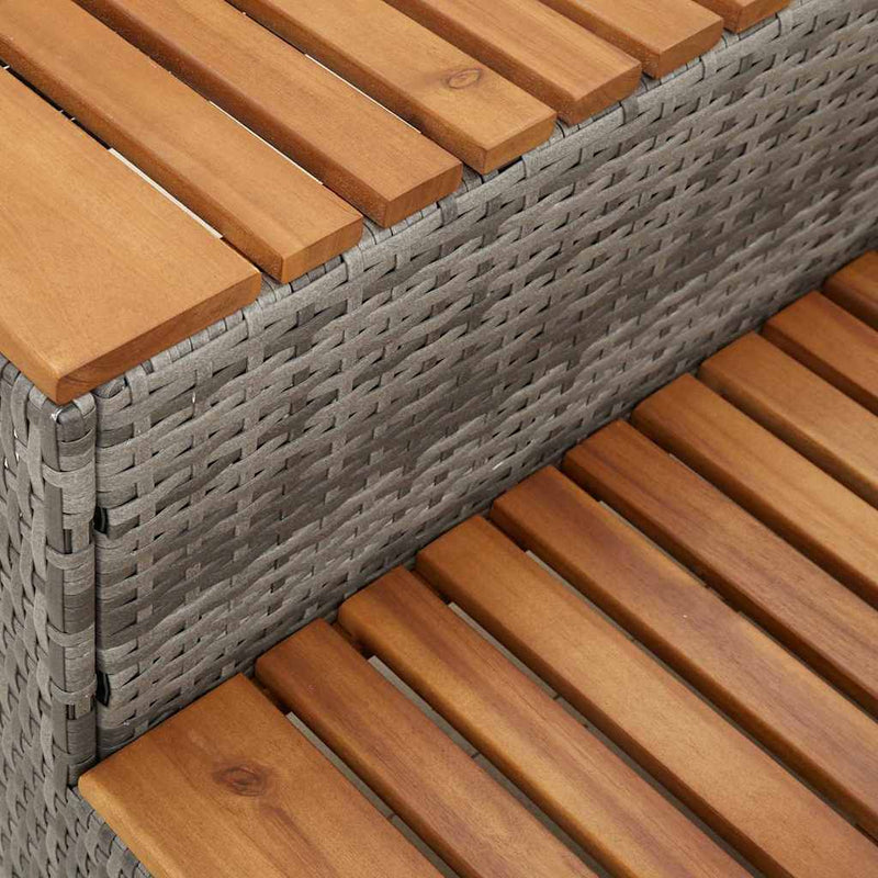 Hot Tub Step Grey 50x50x50.5 cm Poly Rattan and Solid Acacia