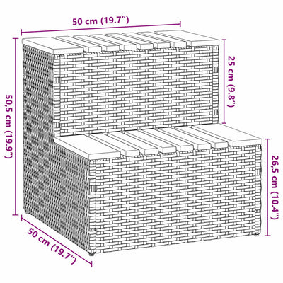 Hot Tub Step Grey 50x50x50.5 cm Poly Rattan and Solid Acacia