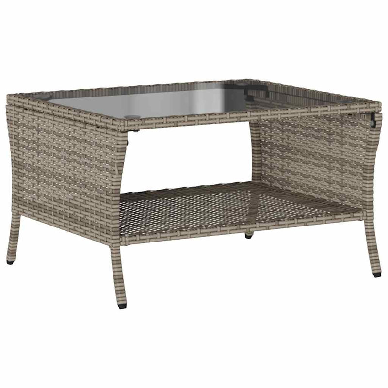 Garden Sofa 2-Seater with Cushions&Table Grey Poly Rattan