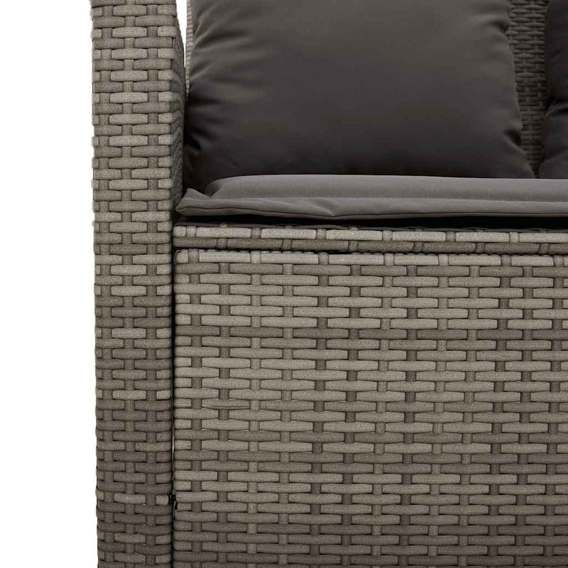 Garden Sofa 2-Seater with Cushions&Table Grey Poly Rattan